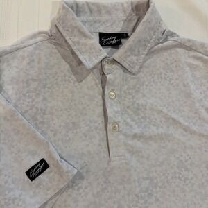Sunday Swagger Golf Polo Men Large Performance Stretch Geometric Pattern Gray
